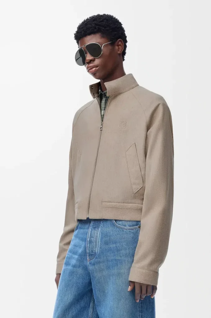 Zip-up jacka i ull och kashmir Beige Melange Zip-up jacka i ull och kashmir Beige Melange